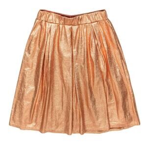 Girls Metallic Pleated Skirt‎ Gold Copper Party Holiday Festive Sparkly